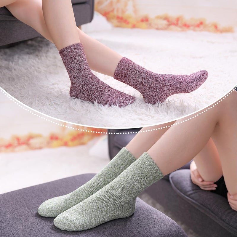 LINEMIN Wool Socks for Women Winter Warm Hiking Thick Warm Cozy Boot Crew Gift Socks 5 Pairs - Image 5